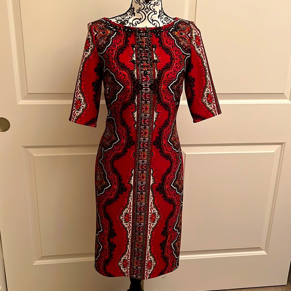 Beautiful red and black work party dress